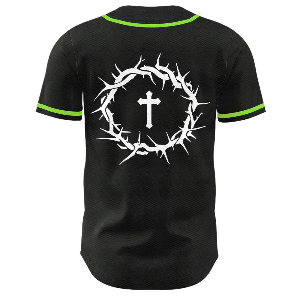 Christianartworkshop Fede al di sopra della paura Corona di spine Croce Grafica Scrittura Maglia da baseball unisex - image 23