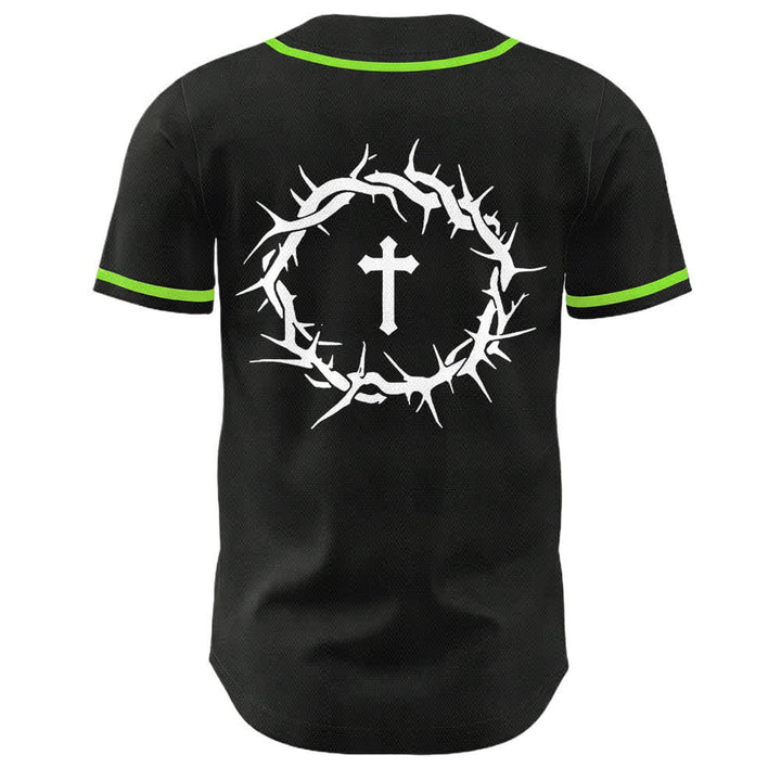 Christianartworkshop Fede al di sopra della paura Corona di spine Croce Grafica Scrittura Maglia da baseball unisex - image 23