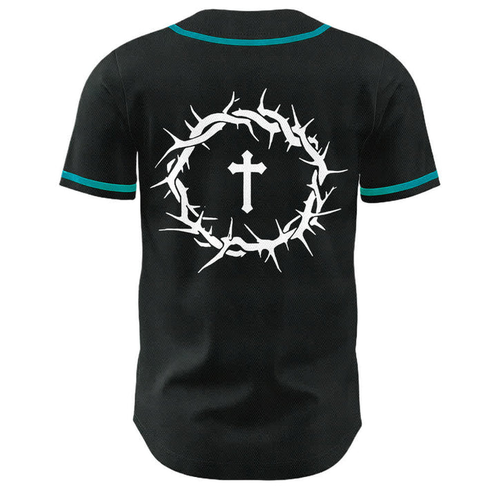 Christianartworkshop Fede al di sopra della paura Corona di spine Croce Grafica Scrittura Maglia da baseball unisex - image 14