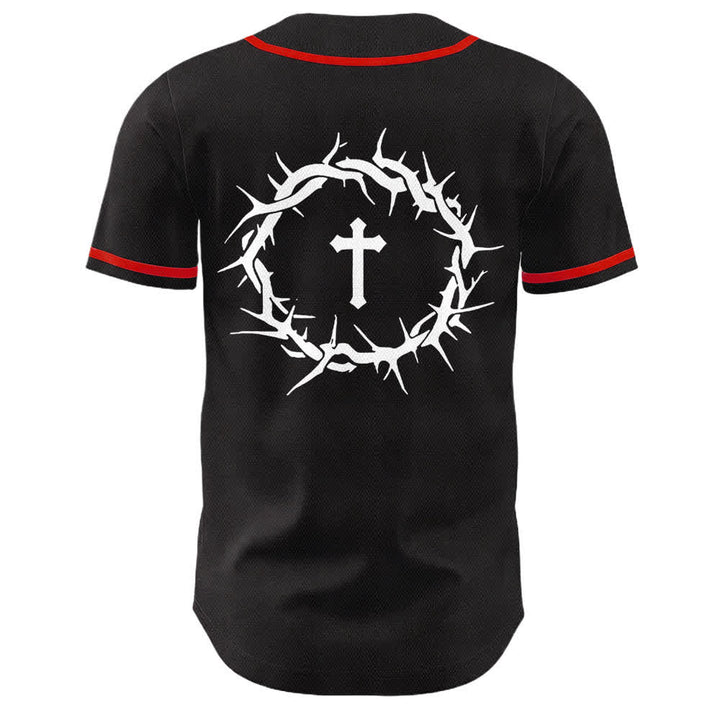 Christianartworkshop Fede al di sopra della paura Corona di spine Croce Grafica Scrittura Maglia da baseball unisex - image 8