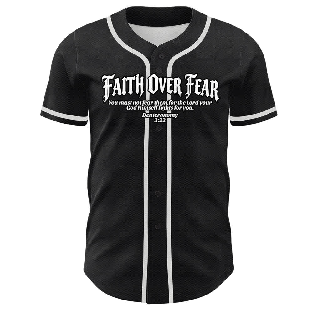 Christianartworkshop Fede al di sopra della paura Corona di spine Croce Grafica Scrittura Maglia da baseball unisex - image 4