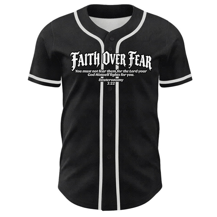 Christianartworkshop Fede al di sopra della paura Corona di spine Croce Grafica Scrittura Maglia da baseball unisex - image 4