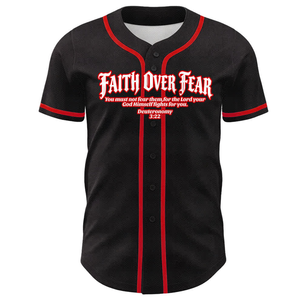 Christianartworkshop Fede al di sopra della paura Corona di spine Croce Grafica Scrittura Maglia da baseball unisex - image 7