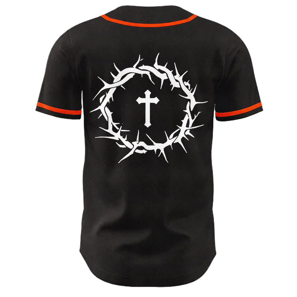 Christianartworkshop Fede al di sopra della paura Corona di spine Croce Grafica Scrittura Maglia da baseball unisex - image 11
