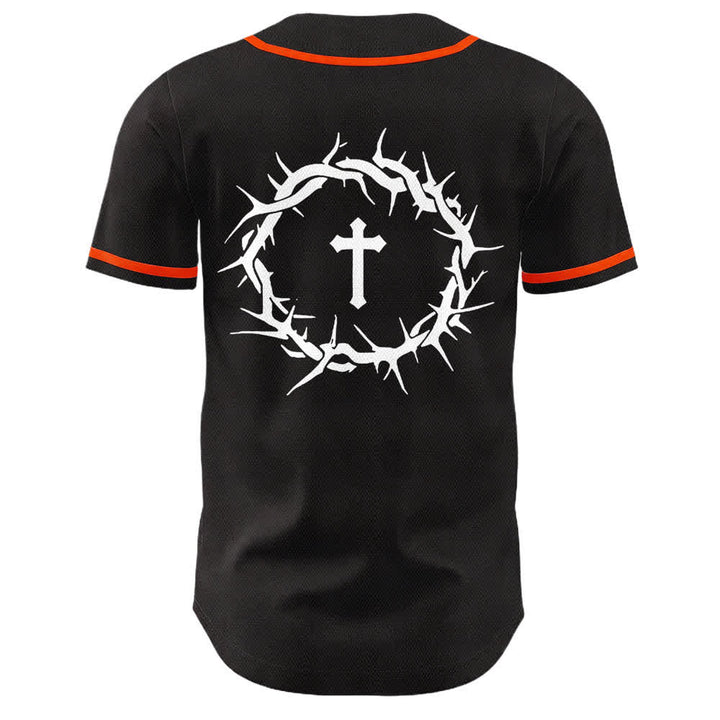 Christianartworkshop Fede al di sopra della paura Corona di spine Croce Grafica Scrittura Maglia da baseball unisex - image 11