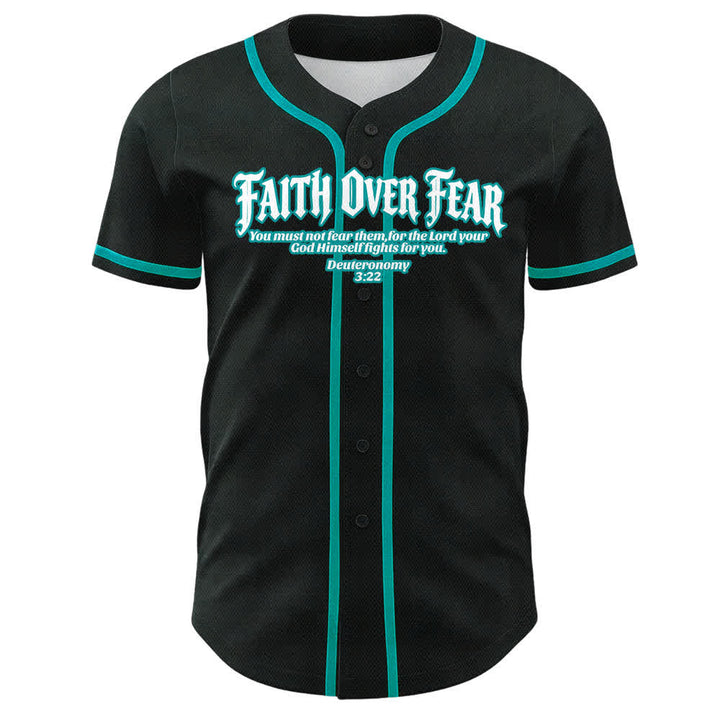 Christianartworkshop Fede al di sopra della paura Corona di spine Croce Grafica Scrittura Maglia da baseball unisex - image 13