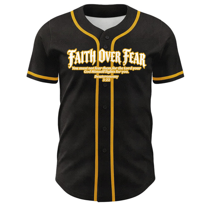 Christianartworkshop Fede al di sopra della paura Corona di spine Croce Grafica Scrittura Maglia da baseball unisex - image 1