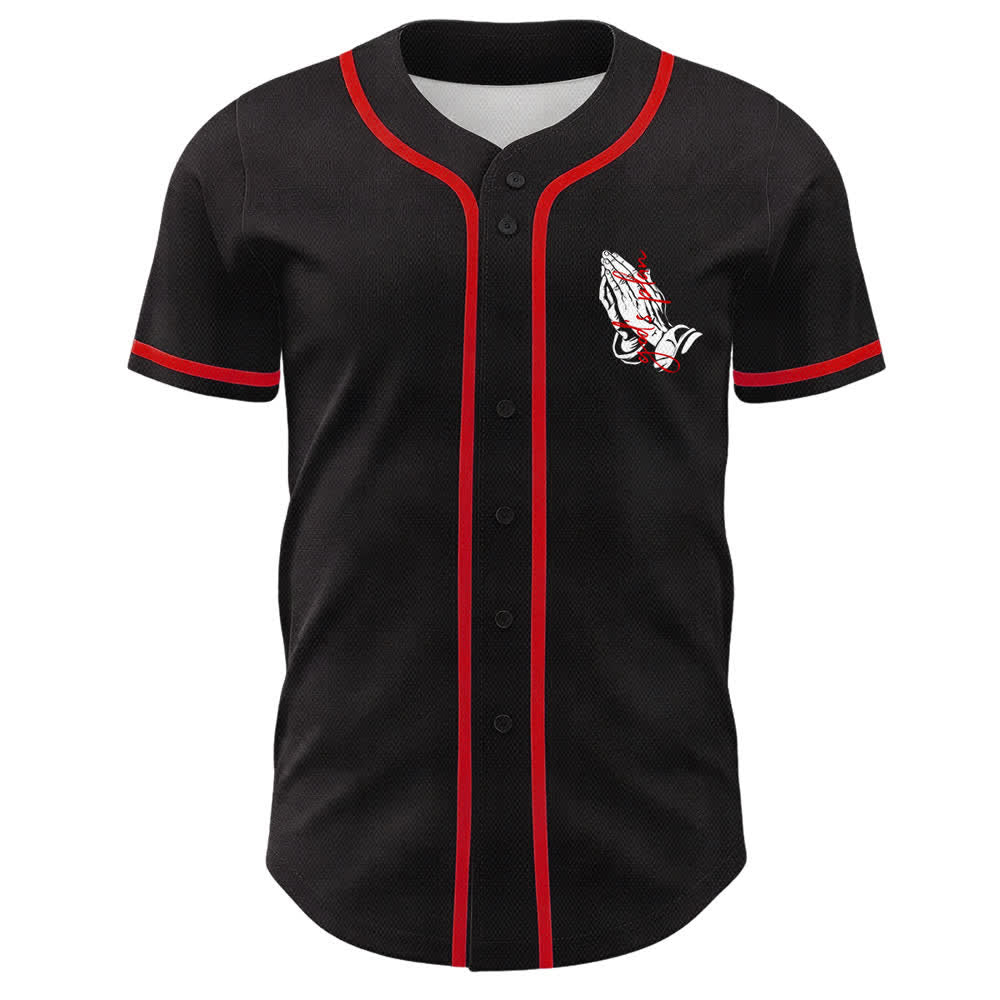 Christianartworkshop Il piano di Dio Mani in preghiera Slogan di fede Maglia da baseball unisex con stampa su entrambi i lati - image 8