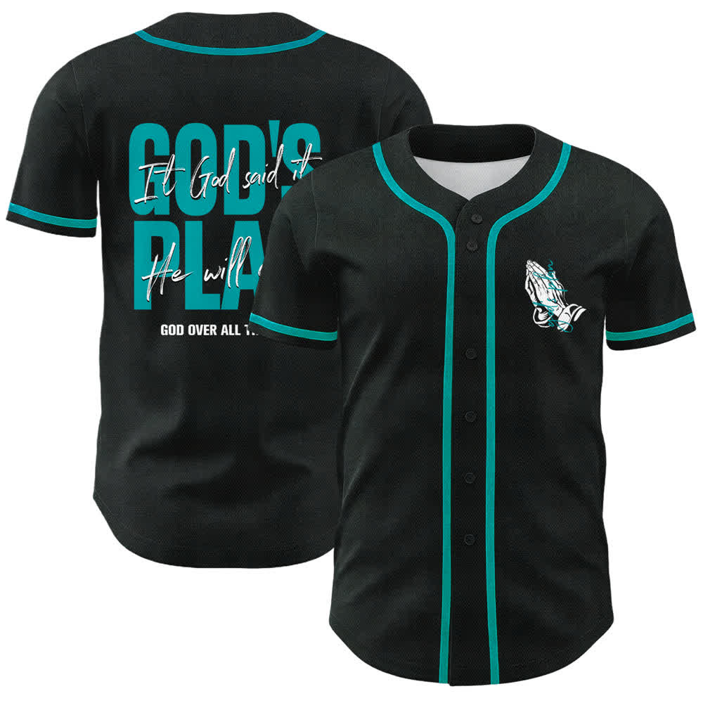 Christianartworkshop Il piano di Dio Mani in preghiera Slogan di fede Maglia da baseball unisex con stampa su entrambi i lati - Lago Blu - 5XL - image 12