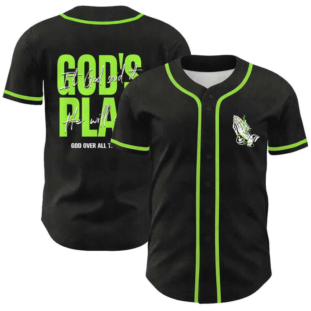 Christianartworkshop Il piano di Dio Mani in preghiera Slogan di fede Maglia da baseball unisex con stampa su entrambi i lati - Verde - 5XL - image 21