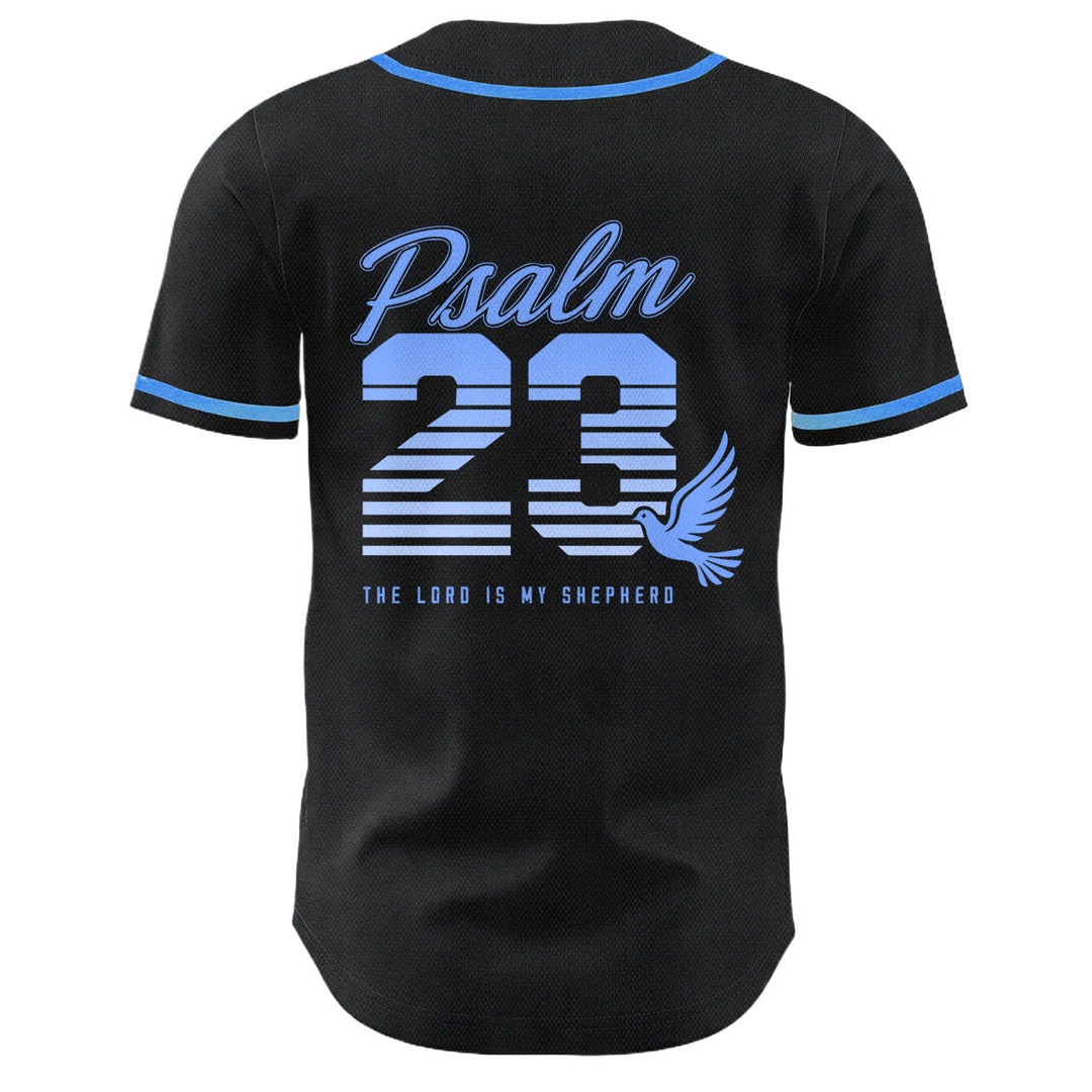 Maglia da baseball unisex Christianartworkshop con numeri e scritta in corsivo Salmo 23 a righe retrò sfumate. - image 1