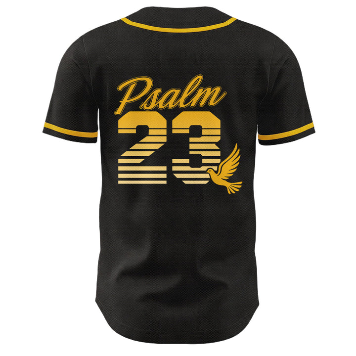 Maglia da baseball unisex Christianartworkshop con numeri e scritta in corsivo Salmo 23 a righe retrò sfumate. - image 4