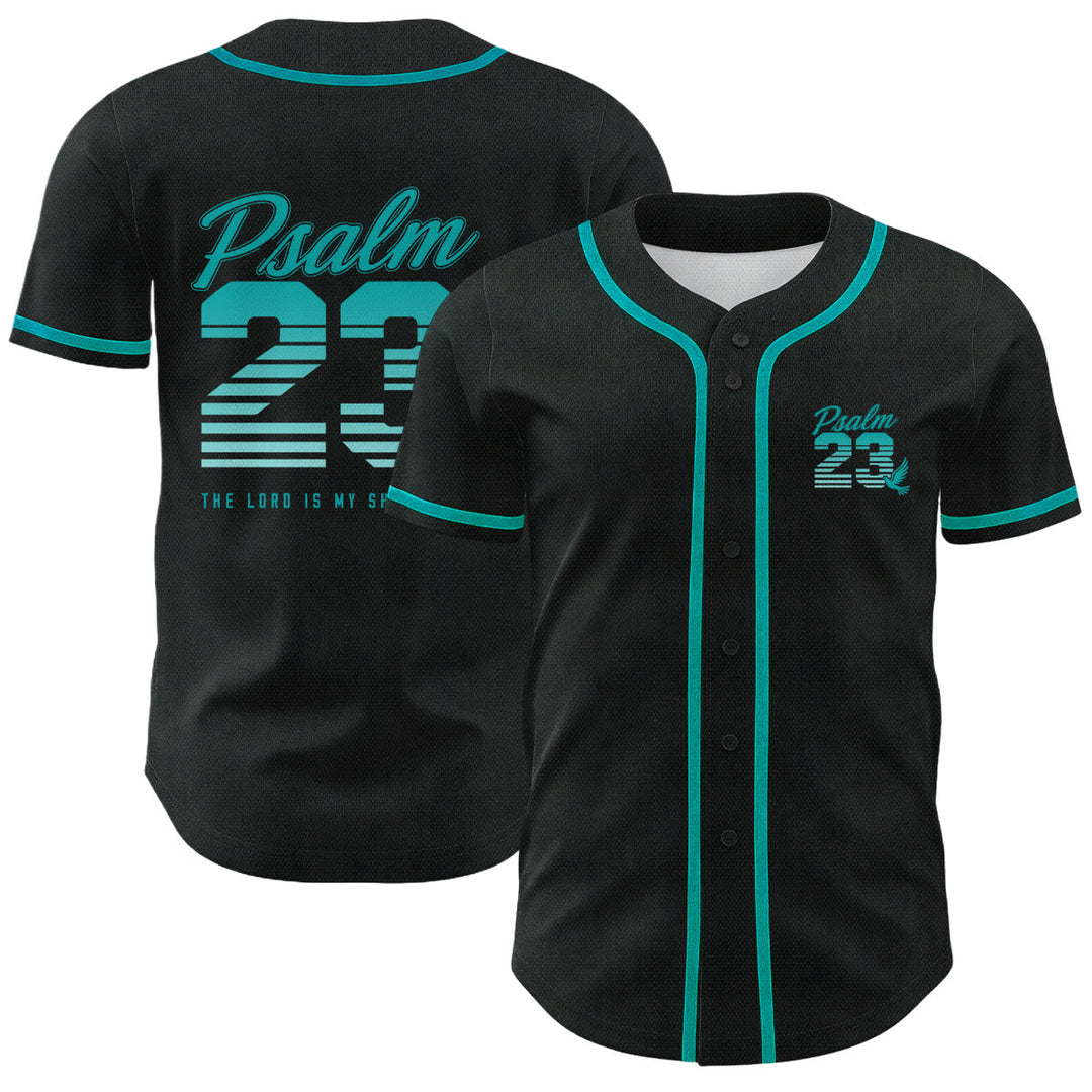 Maglia da baseball unisex Christianartworkshop con numeri e scritta in corsivo Salmo 23 a righe retrò sfumate. - Lago Blu - 5XL - image 15