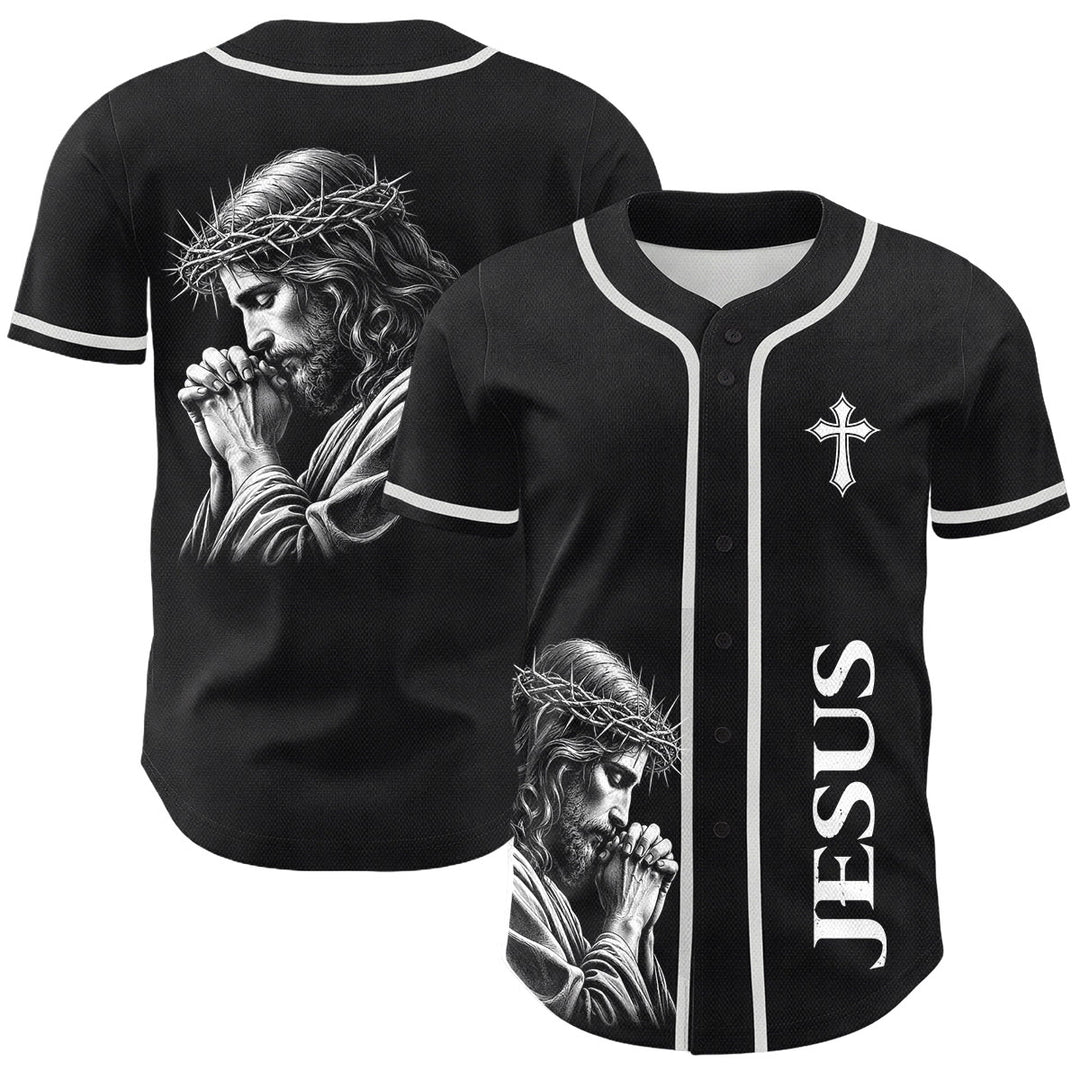Christianartworkshop Maglia da baseball unisex vintage con Gesù in preghiera e corona di spine - 5XL - image 0