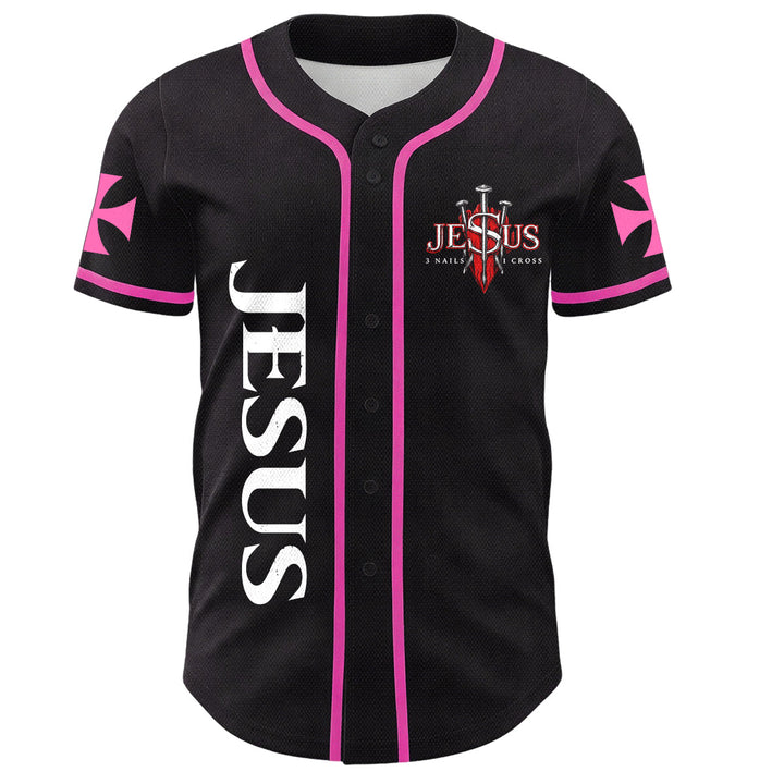 Christianartworkshop Emblema frontale verticale di Gesù con croce e chiodi, sul retro ritratto del Leone di Giuda con fulmine, maglia da baseball con bottoni - image 36