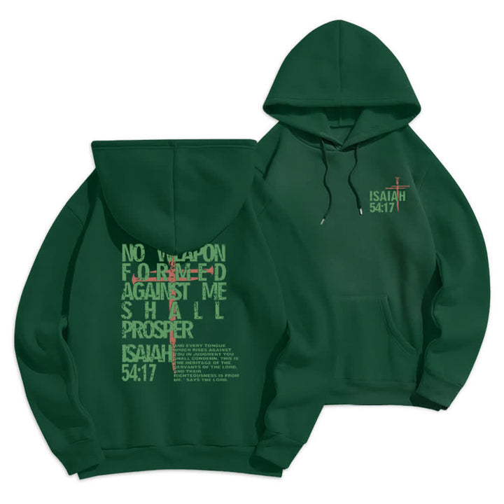 Felpa con cappuccio in poliestere foderata in pile con stampa effetto invecchiato Isaia 54:17 Christianartworkshop. - Verde - 2XL - image 12