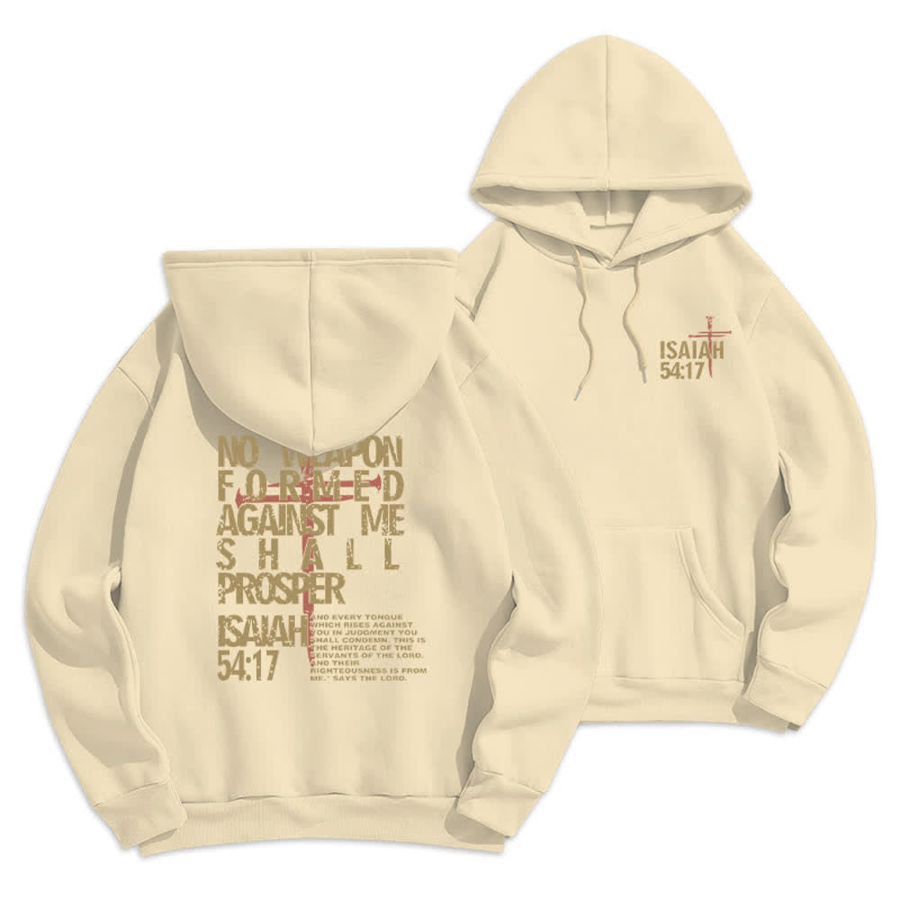 Felpa con cappuccio in poliestere foderata in pile con stampa effetto invecchiato Isaia 54:17 Christianartworkshop. - Beige - 2XL - image 15