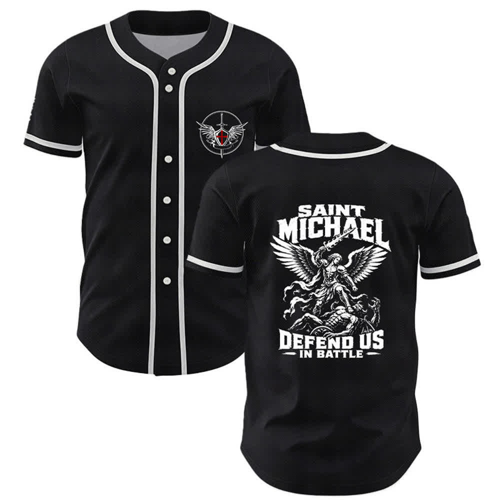Christianartworkshop Maglia da baseball San Michele difendici in battaglia - Nero - 5XL - image 0
