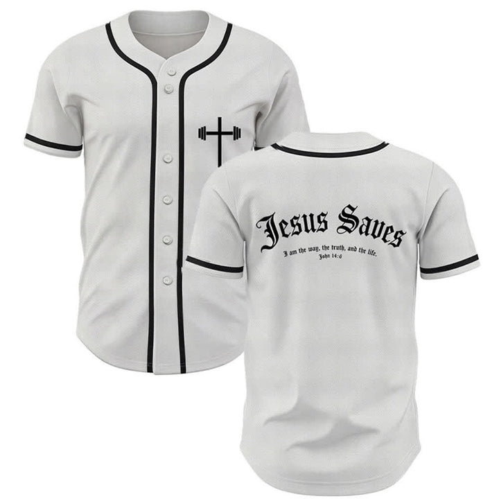 Christianartworkshop Jesus Saves Gothic Street Baseball Jersey - Bianco - 5XL - image 0