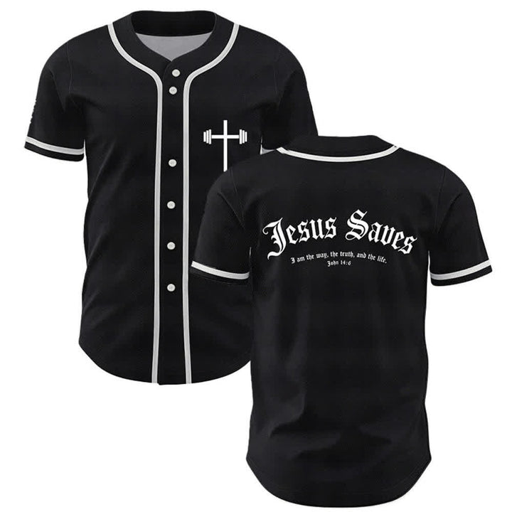 Christianartworkshop Jesus Saves Gothic Street Baseball Jersey - Nero - 5XL - image 7