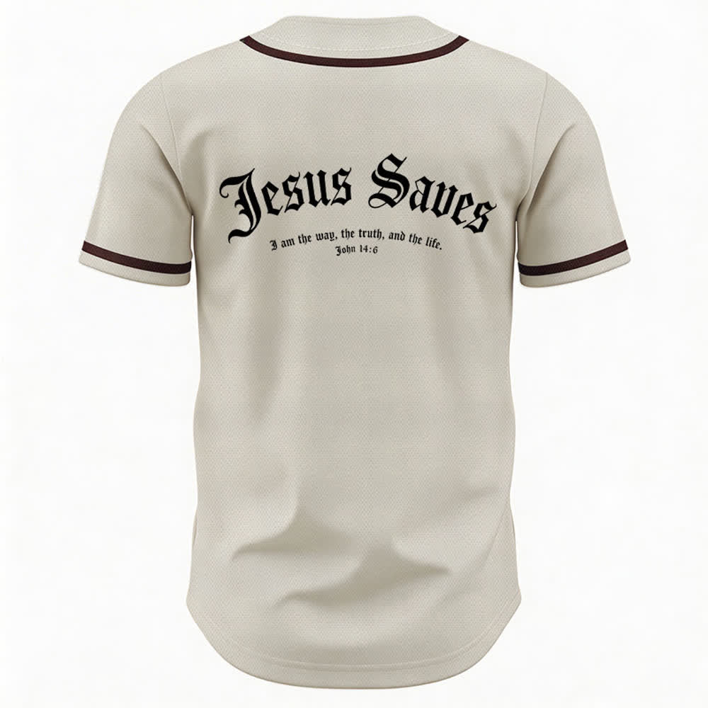 Christianartworkshop Jesus Saves Gothic Street Baseball Jersey - image 29