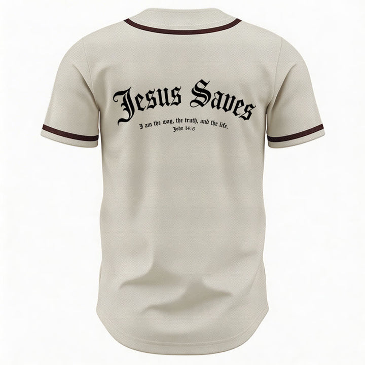 Christianartworkshop Jesus Saves Gothic Street Baseball Jersey - image 29