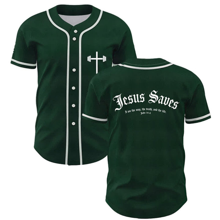 Christianartworkshop Jesus Saves Gothic Street Baseball Jersey - Verde - 5XL - image 21