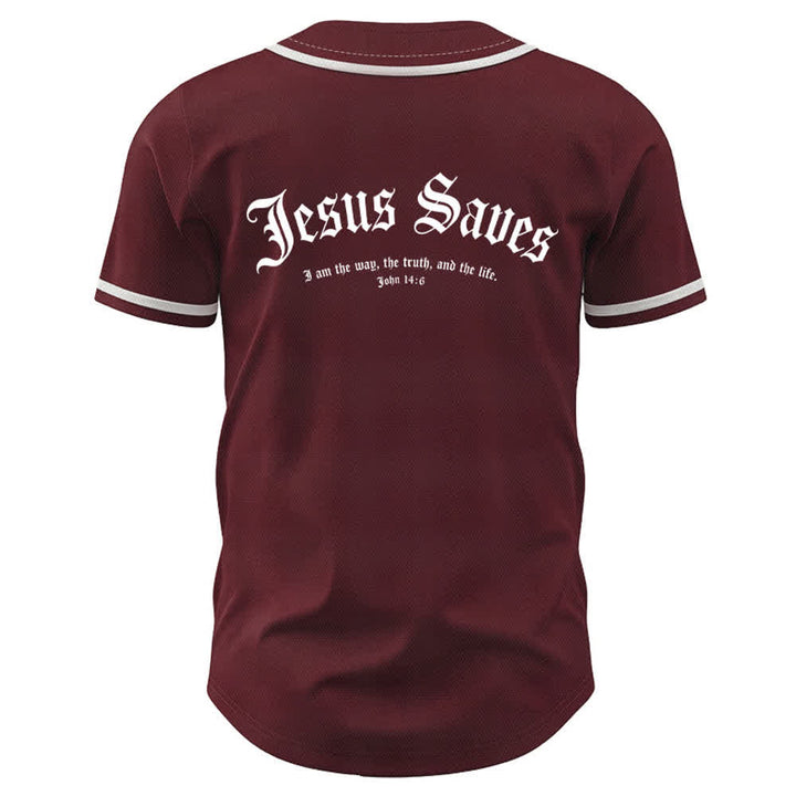Christianartworkshop Jesus Saves Gothic Street Baseball Jersey - image 15