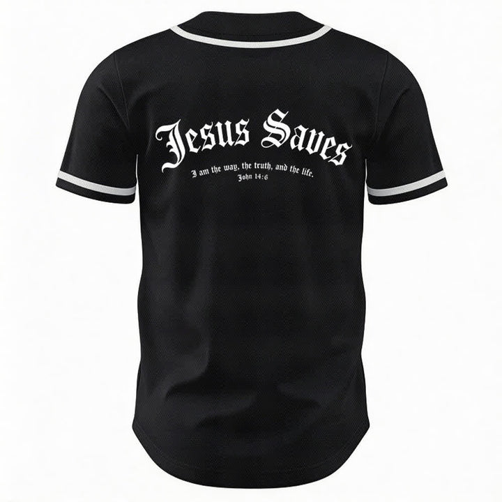 Christianartworkshop Jesus Saves Gothic Street Baseball Jersey - image 8
