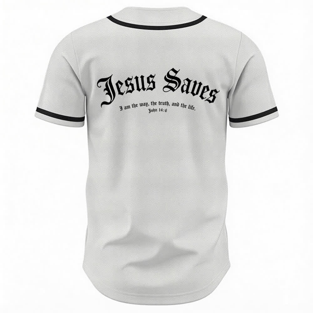 Christianartworkshop Jesus Saves Gothic Street Baseball Jersey - image 1