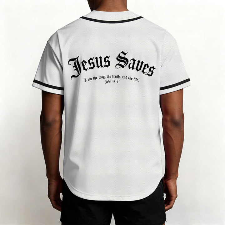 Christianartworkshop Jesus Saves Gothic Street Baseball Jersey - image 3
