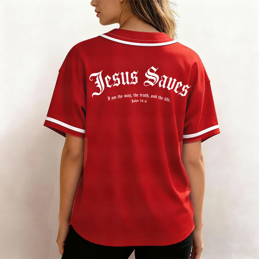 Christianartworkshop Jesus Saves Gothic Street Baseball Jersey - image 45