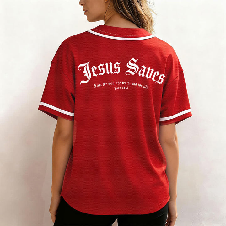 Christianartworkshop Jesus Saves Gothic Street Baseball Jersey - image 45