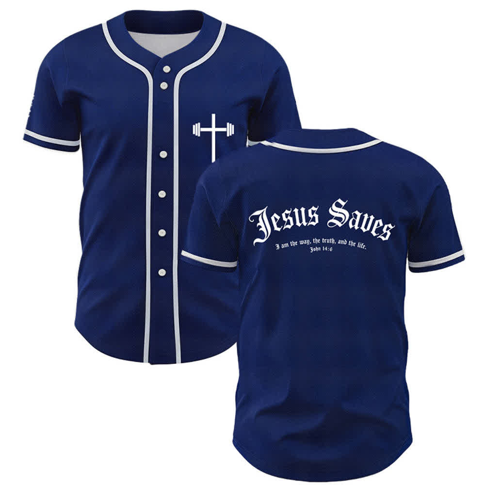 Christianartworkshop Jesus Saves Gothic Street Baseball Jersey - Marina - 5XL - image 35