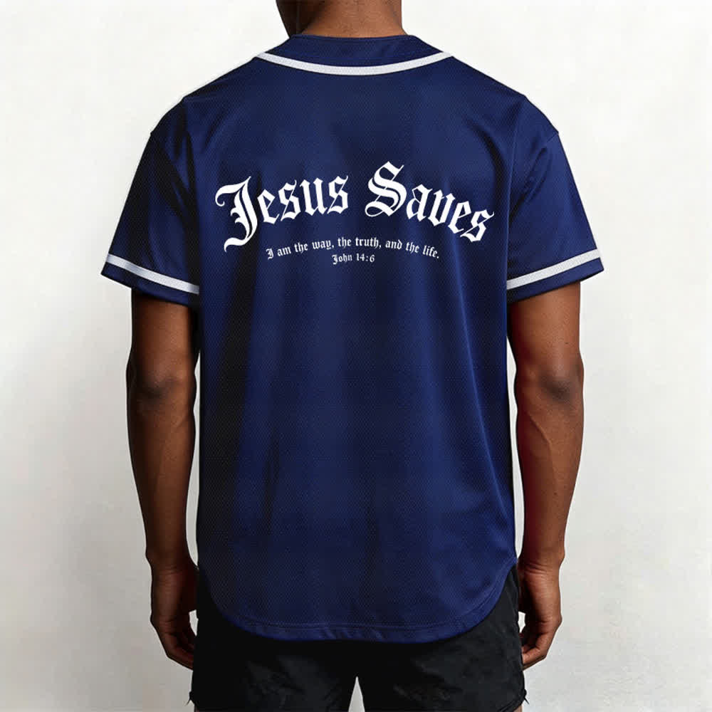 Christianartworkshop Jesus Saves Gothic Street Baseball Jersey - image 40