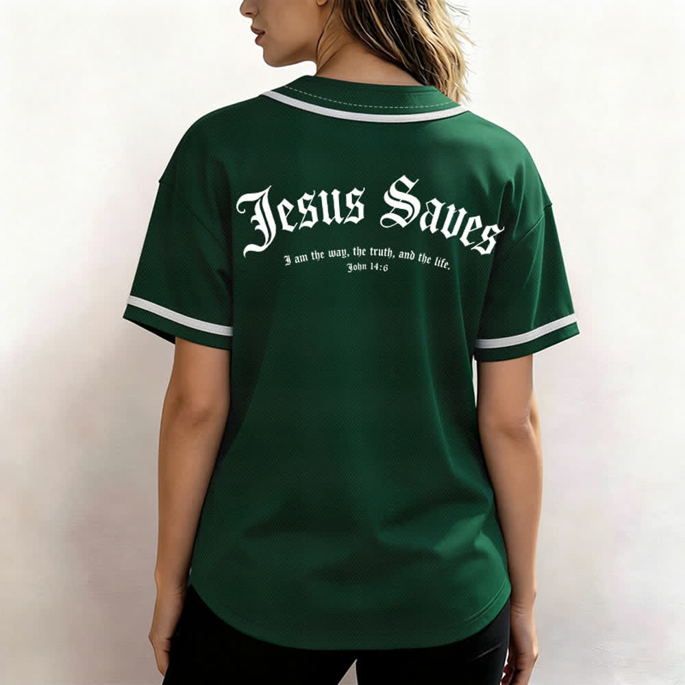 Christianartworkshop Jesus Saves Gothic Street Baseball Jersey - image 24