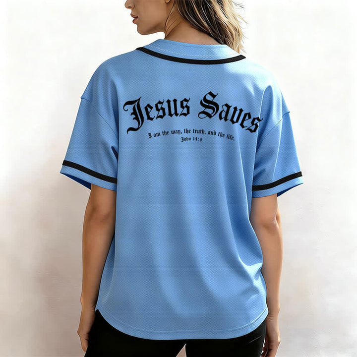 Christianartworkshop Jesus Saves Gothic Street Baseball Jersey - image 54