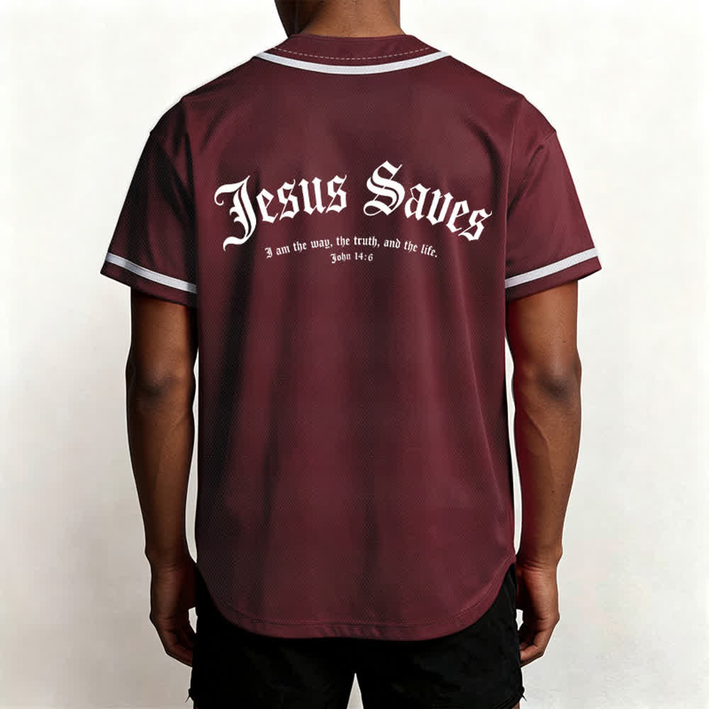 Christianartworkshop Jesus Saves Gothic Street Baseball Jersey - image 19