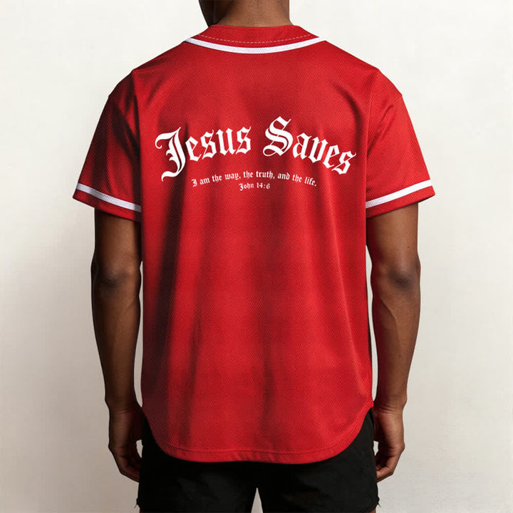 Christianartworkshop Jesus Saves Gothic Street Baseball Jersey - image 47