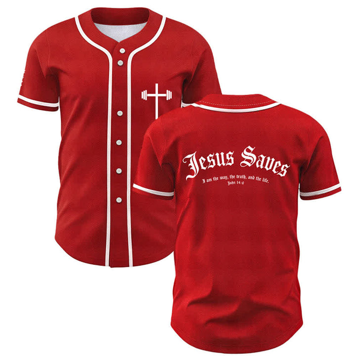 Christianartworkshop Jesus Saves Gothic Street Baseball Jersey - Rosso - 5XL - image 42
