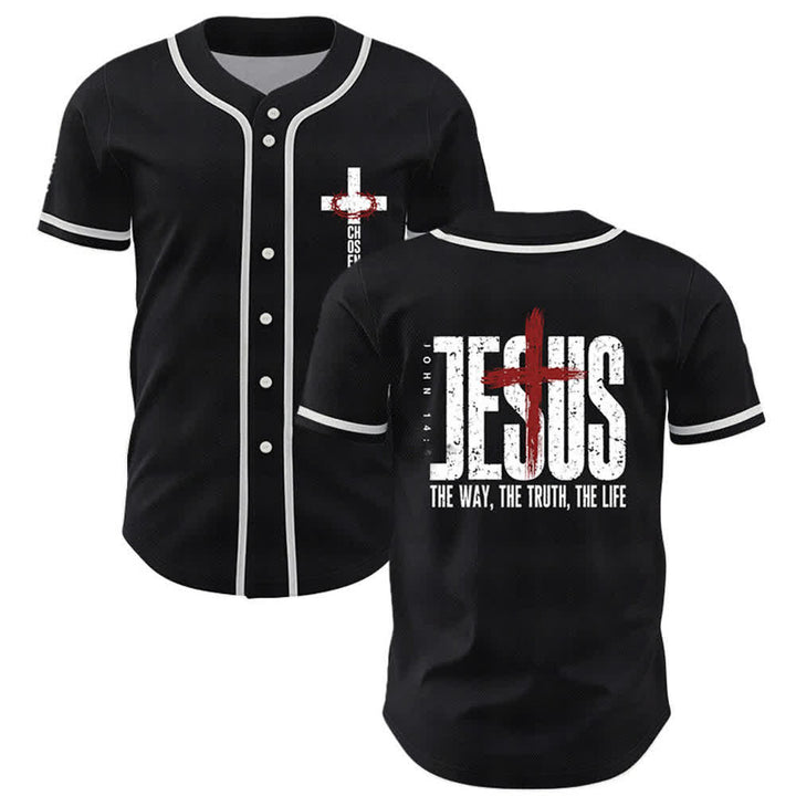 Christianartworkshop Gesù LA VIA LA VERITÀ LA VITA Maglia da baseball con bottoni - Rosso - 5XL - image 0