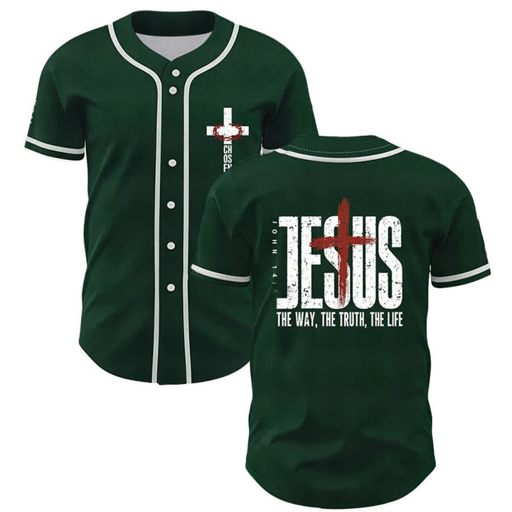 Christianartworkshop Gesù LA VIA LA VERITÀ LA VITA Maglia da baseball con bottoni - Verde - 5XL - image 28