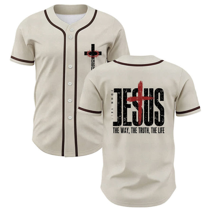 Christianartworkshop Gesù LA VIA LA VERITÀ LA VITA Maglia da baseball con bottoni - Beige - 5XL - image 21