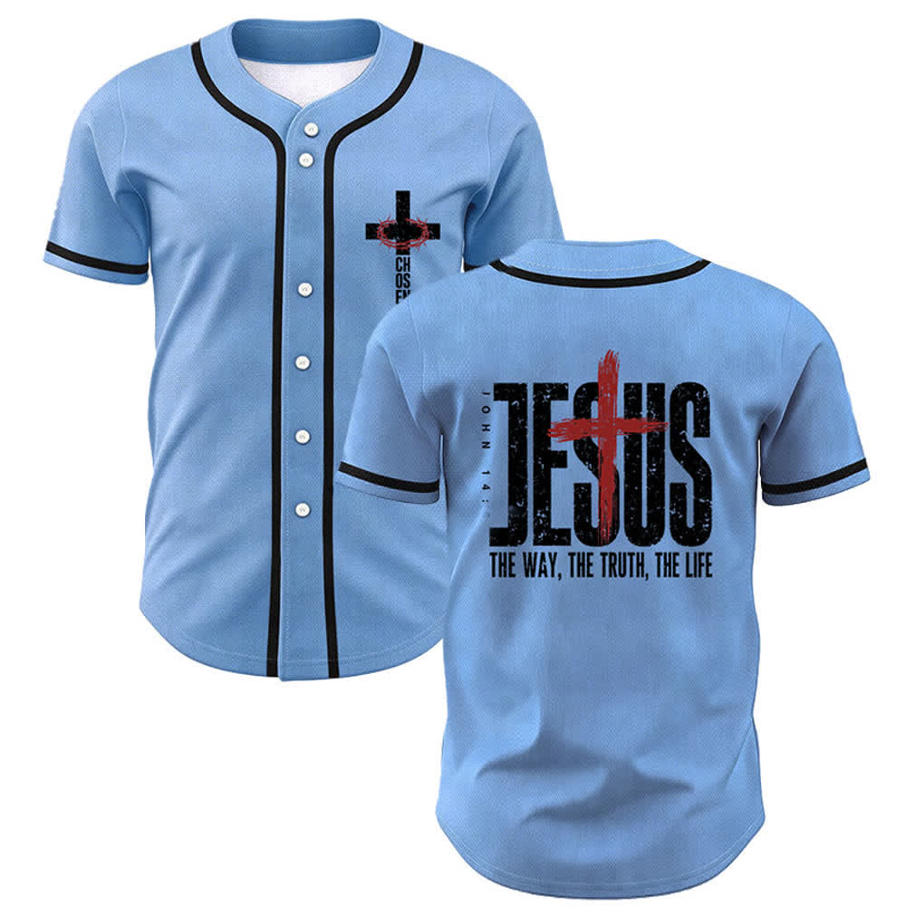 Christianartworkshop Gesù LA VIA LA VERITÀ LA VITA Maglia da baseball con bottoni - Blu - 5XL - image 49