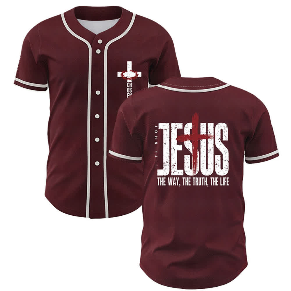 Christianartworkshop Gesù LA VIA LA VERITÀ LA VITA Maglia da baseball con bottoni - Vino - 5XL - image 14