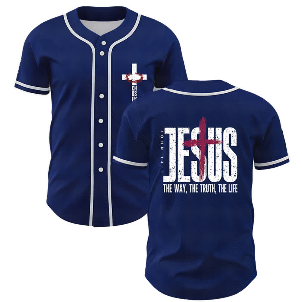 Christianartworkshop Gesù LA VIA LA VERITÀ LA VITA Maglia da baseball con bottoni - Marina - 5XL - image 35