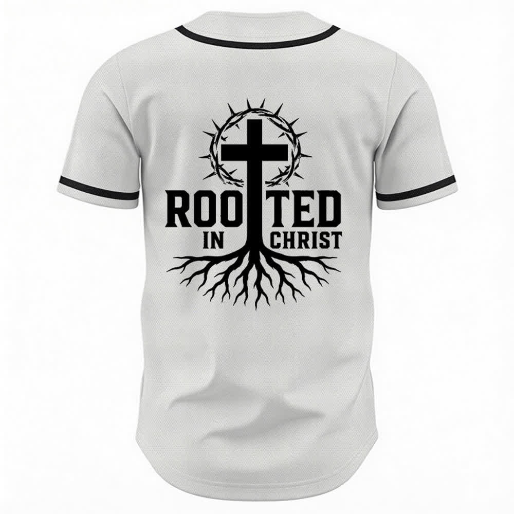 Christianartworkshop Rooted In Christ Maglia da baseball nera con bottoni - image 22