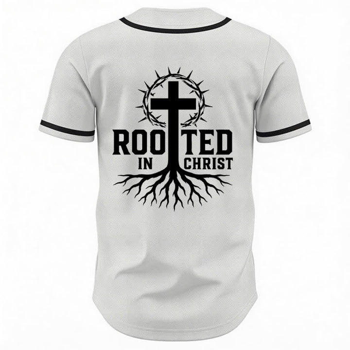 Christianartworkshop Rooted In Christ Maglia da baseball nera con bottoni - image 22