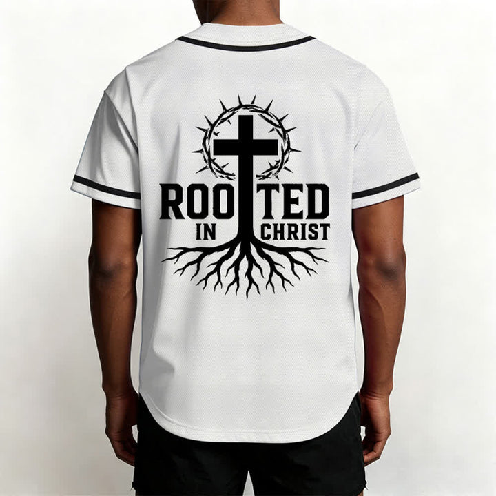 Christianartworkshop Rooted In Christ Maglia da baseball nera con bottoni - image 26