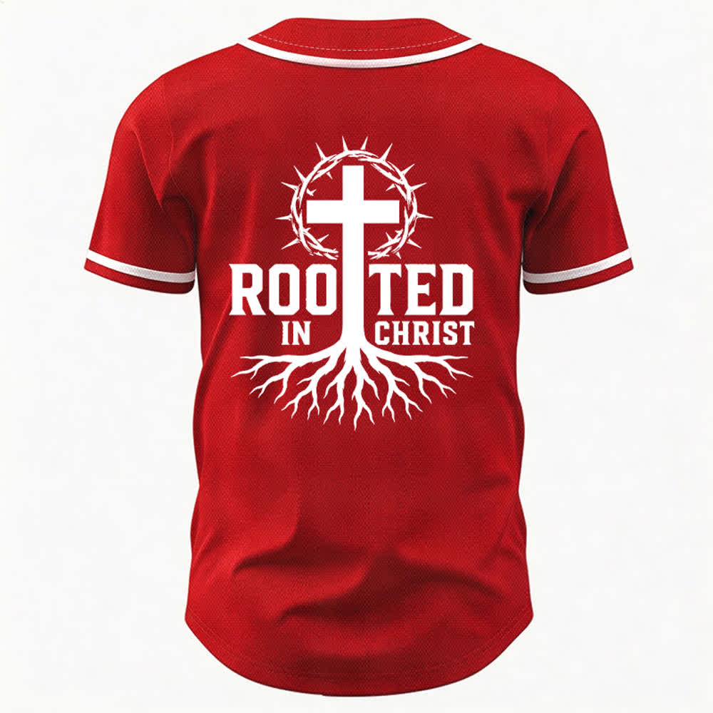 Christianartworkshop Rooted In Christ Maglia da baseball nera con bottoni - image 36